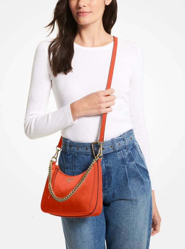 Damske Spojková Taška Michael Kors Jet Set Medium Nylon Gabardine Oranžové Hnede - Kabelky Michael Kors Nejlevnejsi | RVGZW-4916